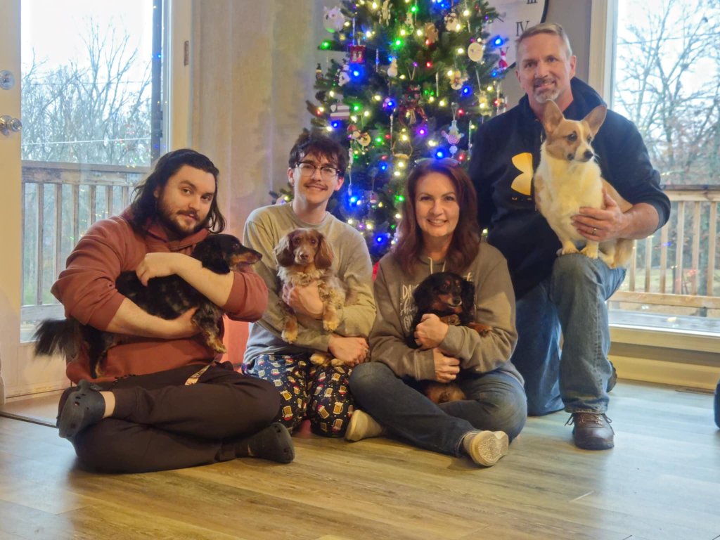 Aimee with family and dogs