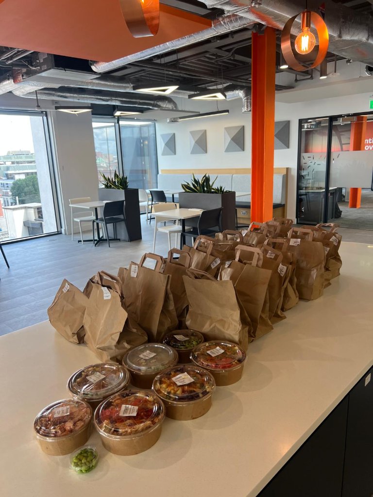 Clockmeal branded meal bags ready for office delivery in Dublin