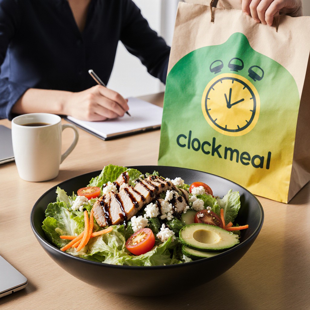 Employee enjoying a Clockmeal delivery at their Dublin office desk