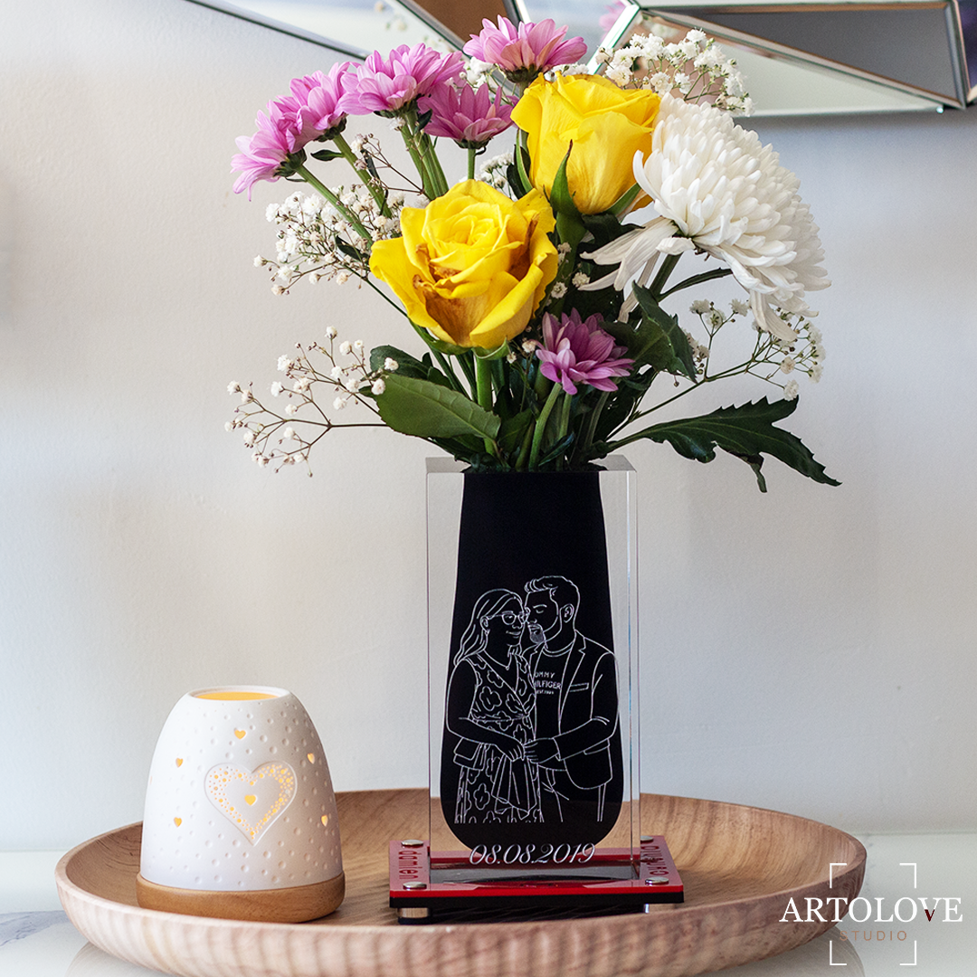 Vase - Couple et Photophore Cœurs