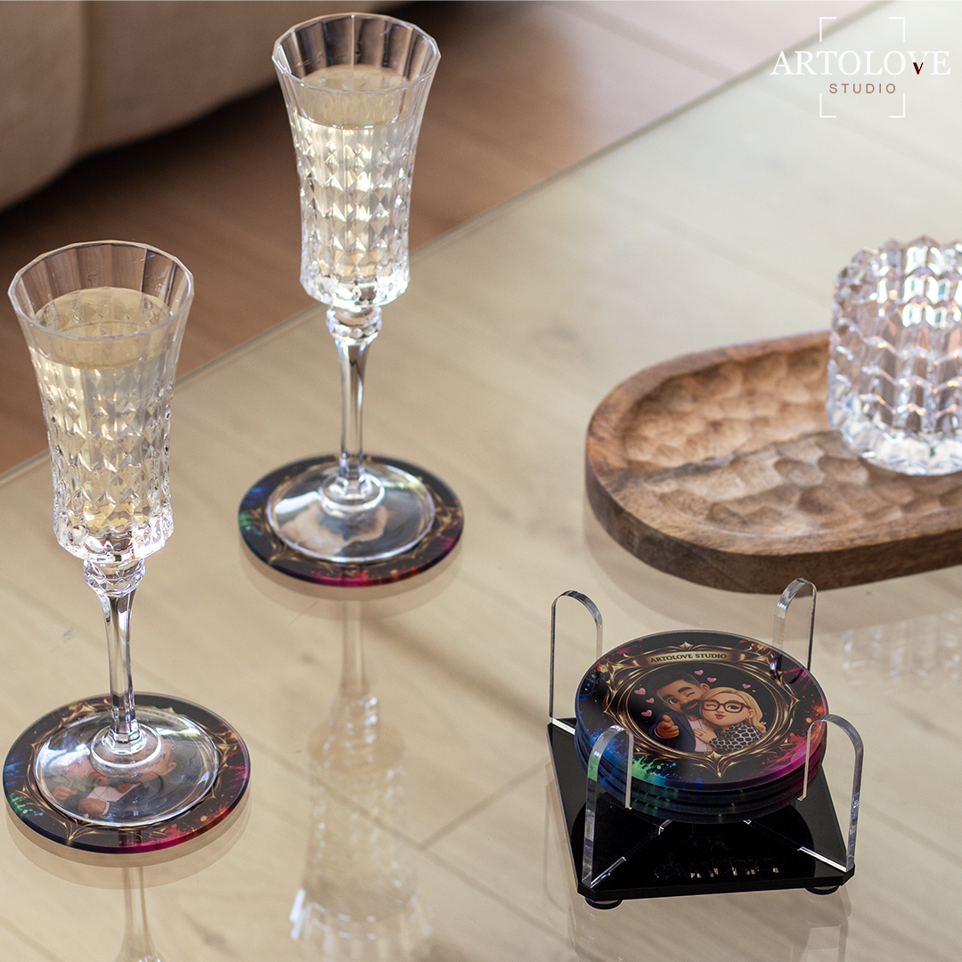 Sous-verre - Couple Geste Cœur