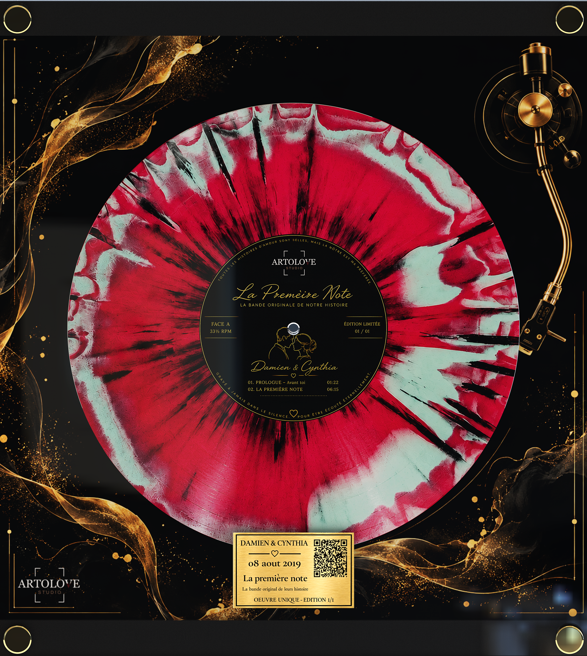 Le Vinyle des Émotions — disque vinyle gravé et plaque dorée ARTOLOVE Studio