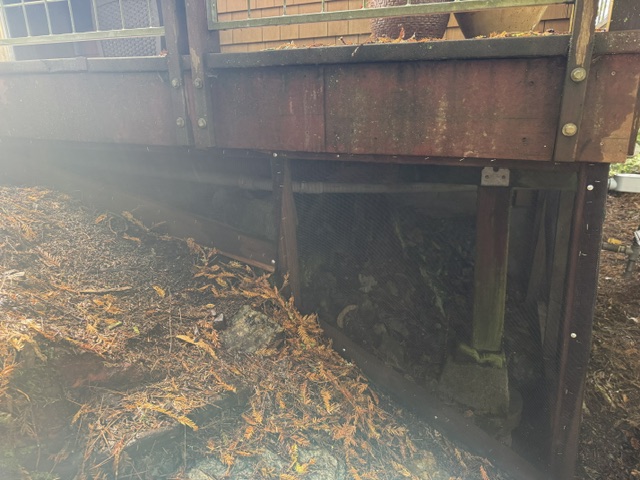Underdeck mesh enclosure installation