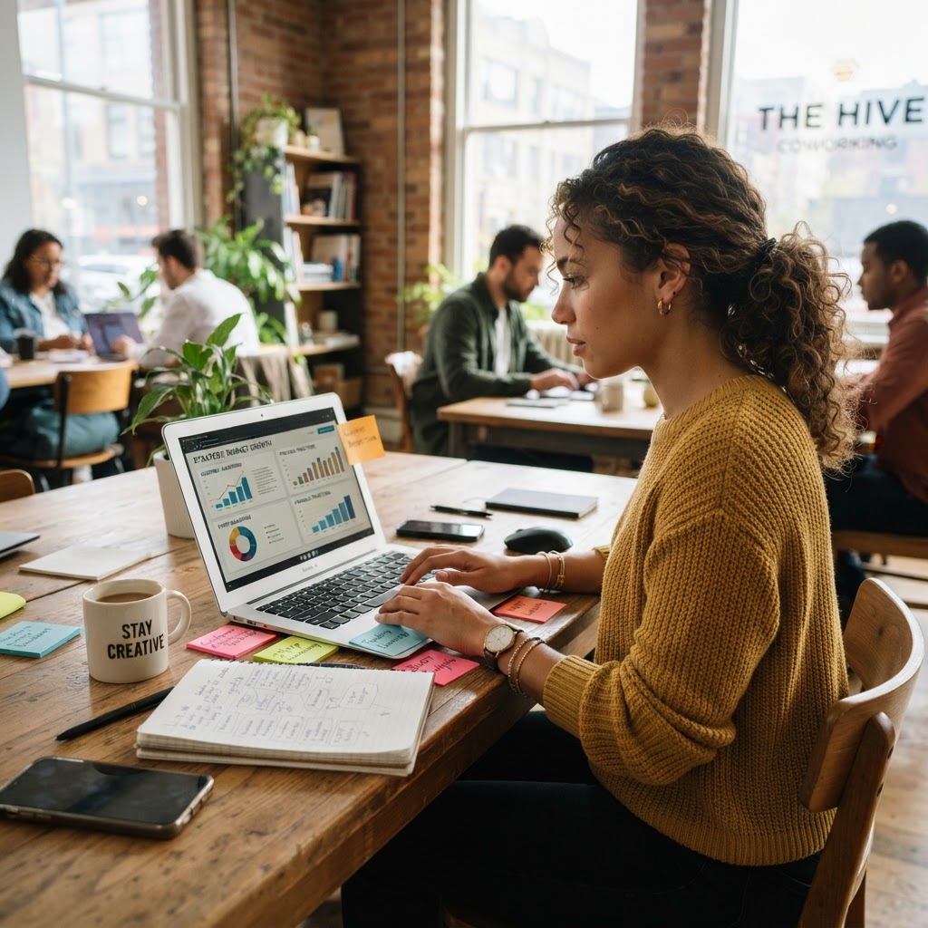 Entrepreneur travaillant sur le lancement d'un projet avec business plan et stratégie