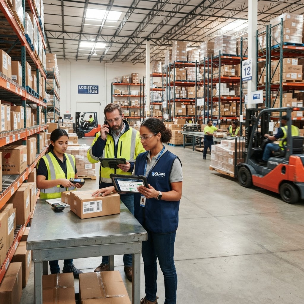 Professionnels gérant une chaîne d'approvisionnement et la logistique