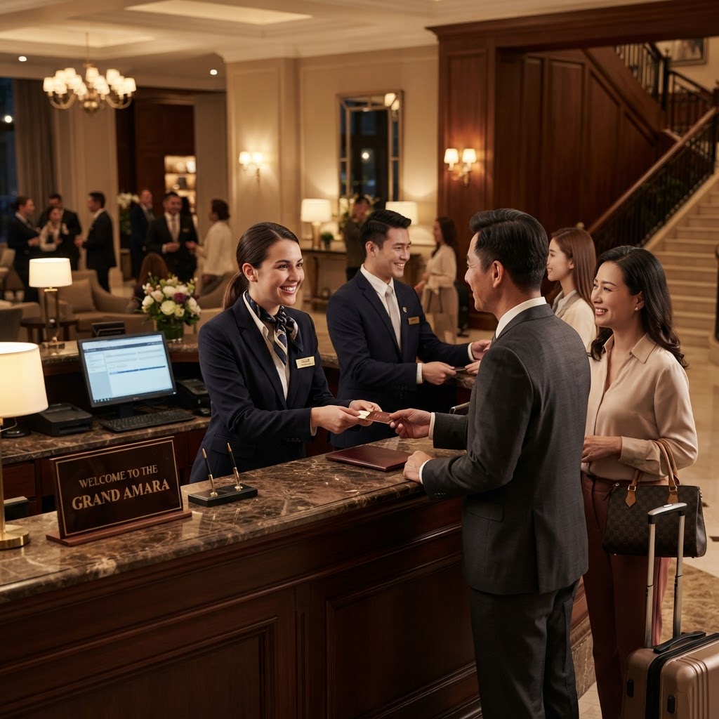 Gestion hôtelière avec réception d'hôtel et service d'accueil client
