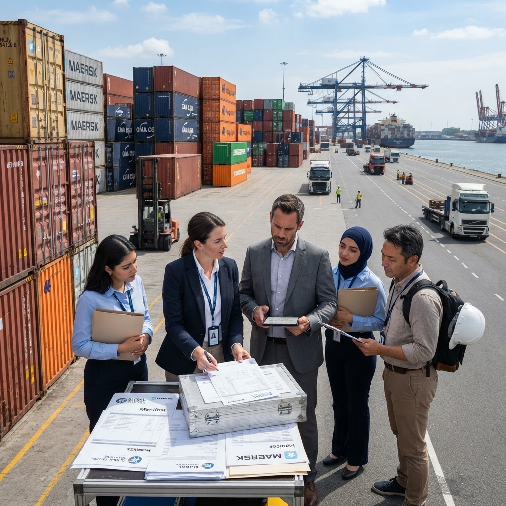 Professionnels gérant des opérations de commerce international et d'import-export