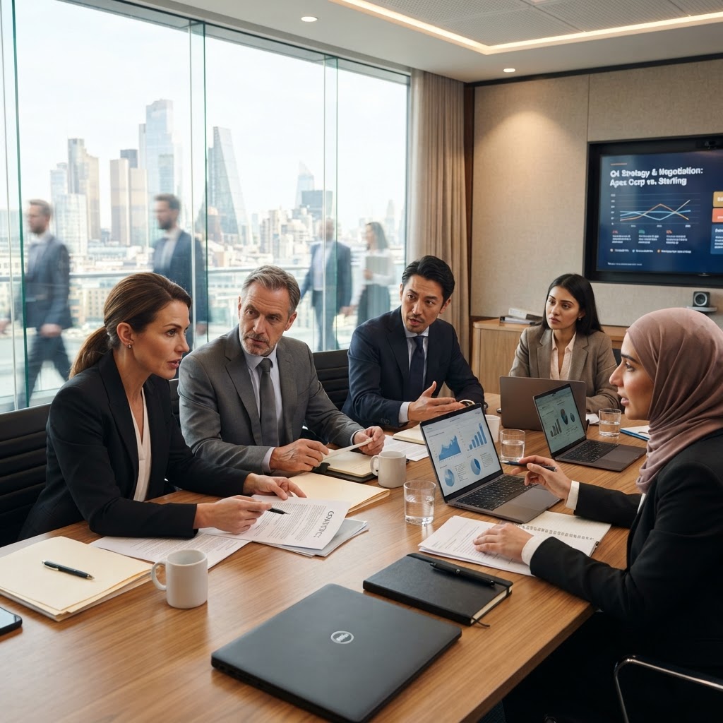 Communication d'affaires avec présentation, emails et négociation professionnelle