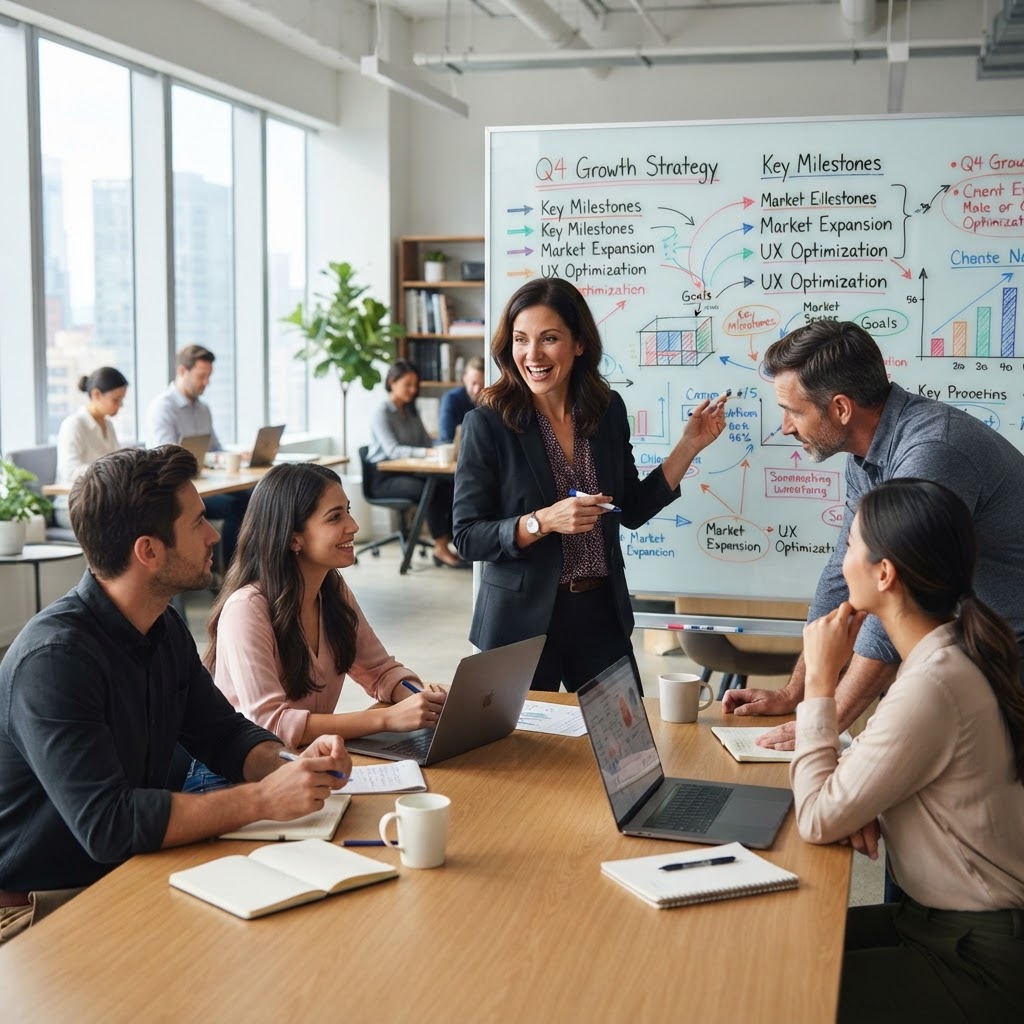 Leadership et management avec direction d'équipe et vision