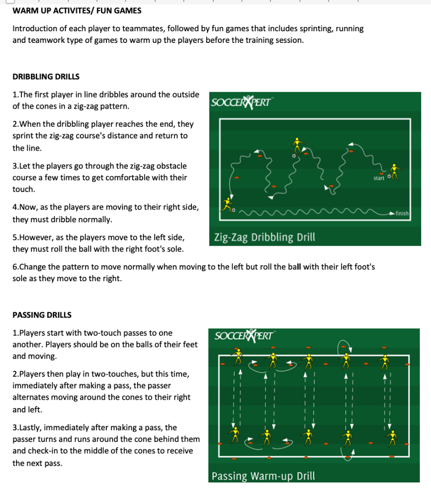 Dribbling Drills and Passing Drills