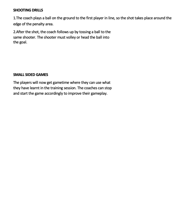 Shooting Drills and Small Sided Games