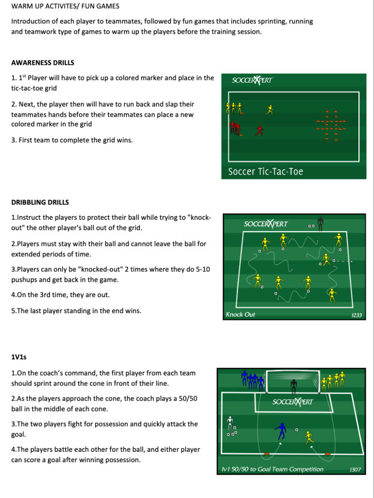 Awareness Drills, Dribbling Drills and 1v1s