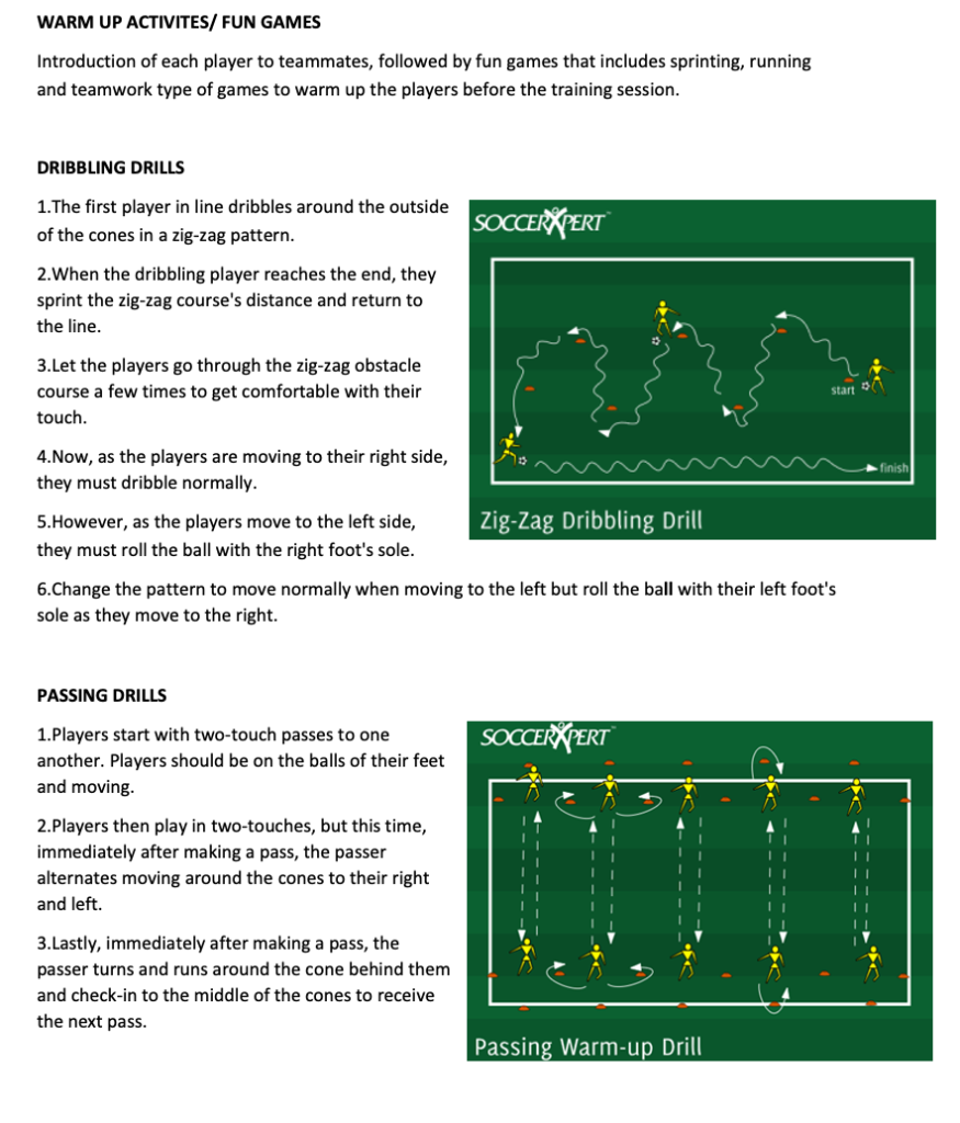 Dribbling Drills and Passing Drills
