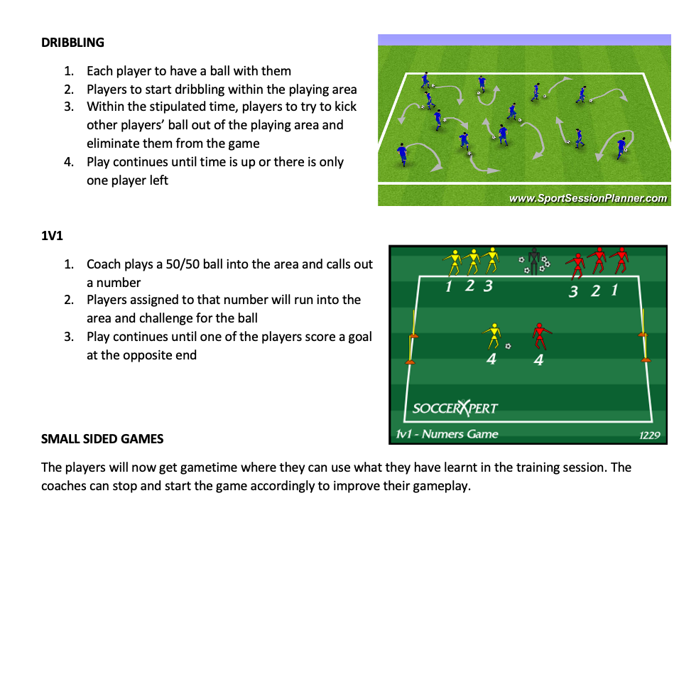 1v1 Numbers Game and Small Sided Games