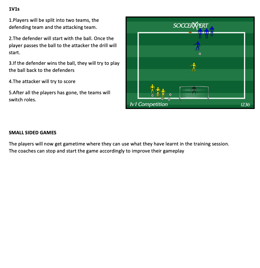 1v1 Competition and Small Sided Games