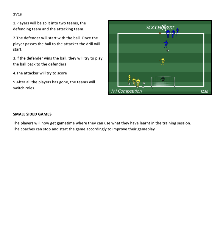 1v1 Competition and Small Sided Game