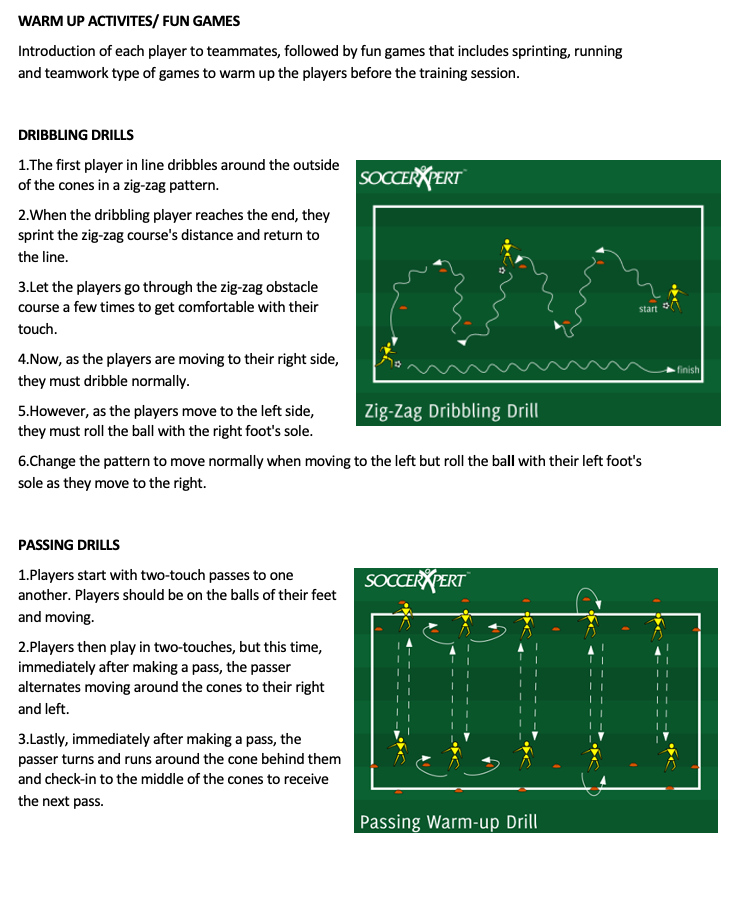 Dribbling Drills and Passing Drills