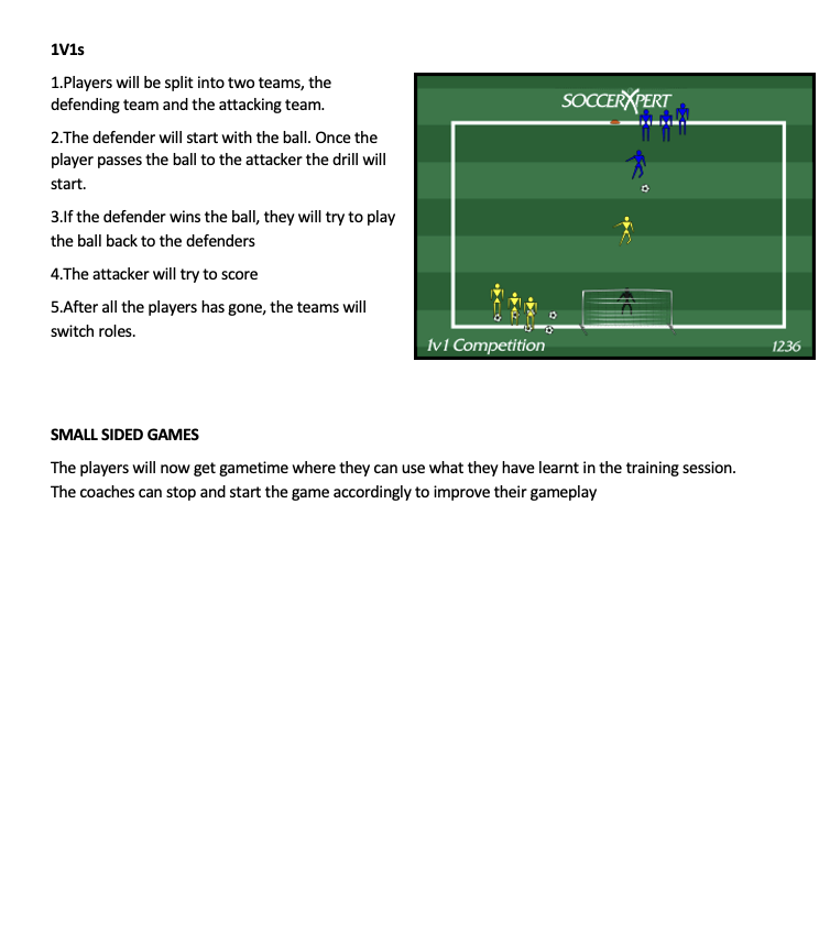1v1 Competition and Small Sided Games