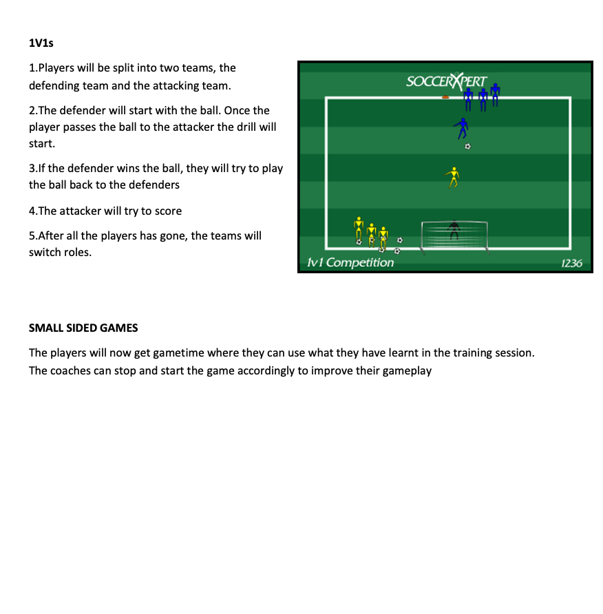 1v1 Competition and Small Sided Games