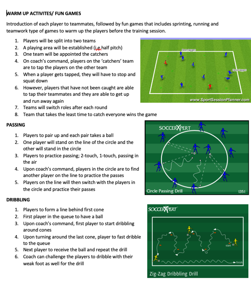 Warm-up, Passing and Dribbling Drills