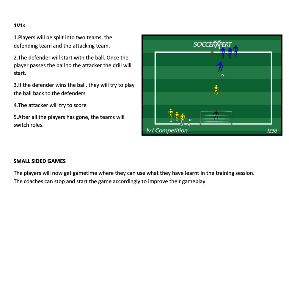 1v1 Competition and Small Sided Games