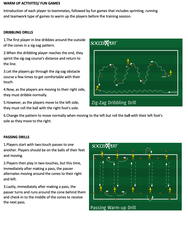 Dribbling Drills and Passing Drills