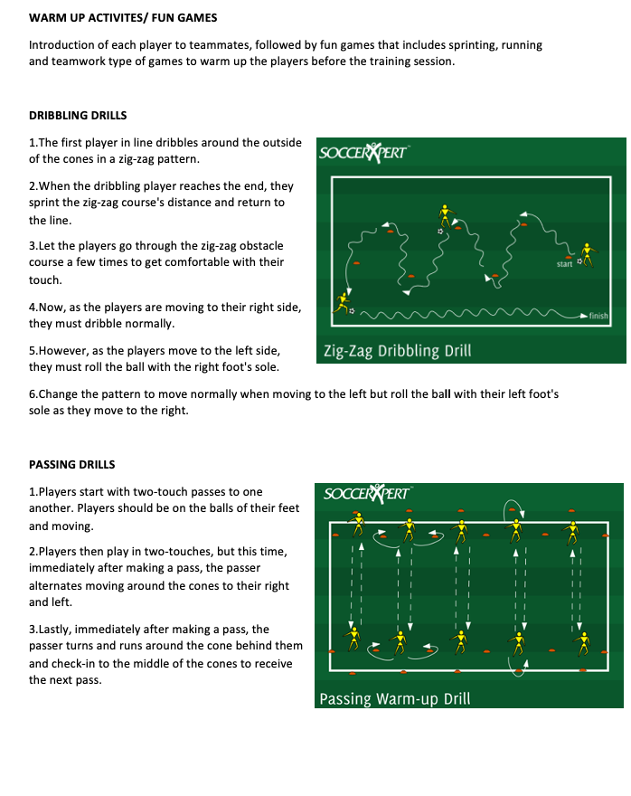 Dribbling Drills and Passing Drills
