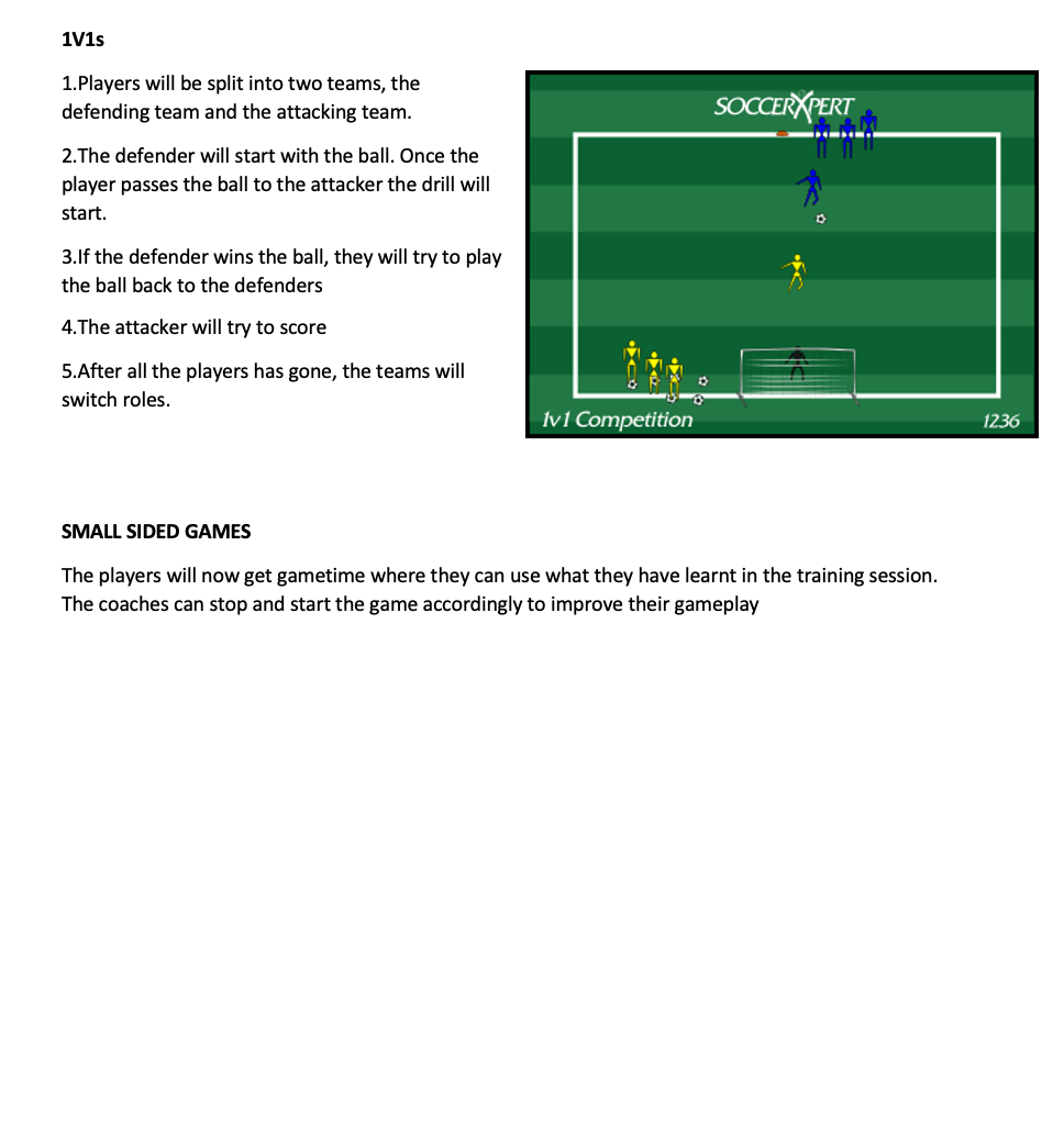 1v1 Competition and Small Sided Games