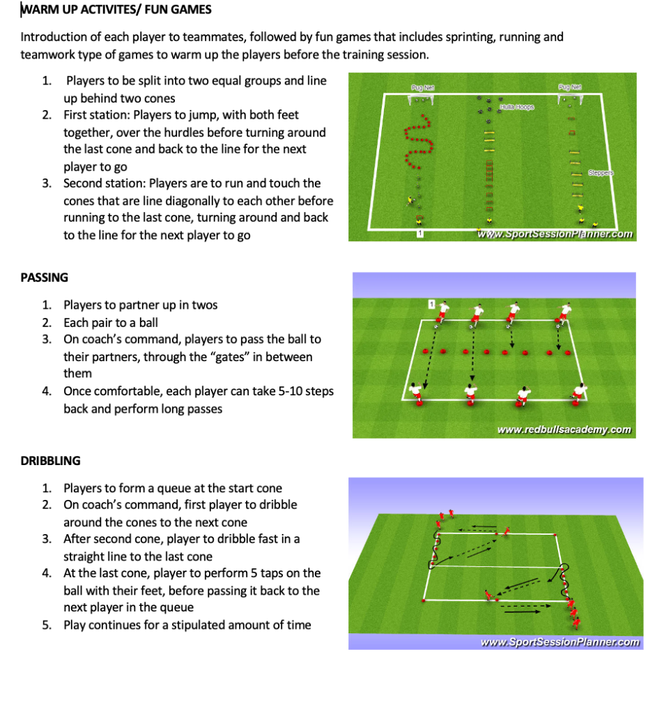 Warm-up, Passing and Dribbling Drills