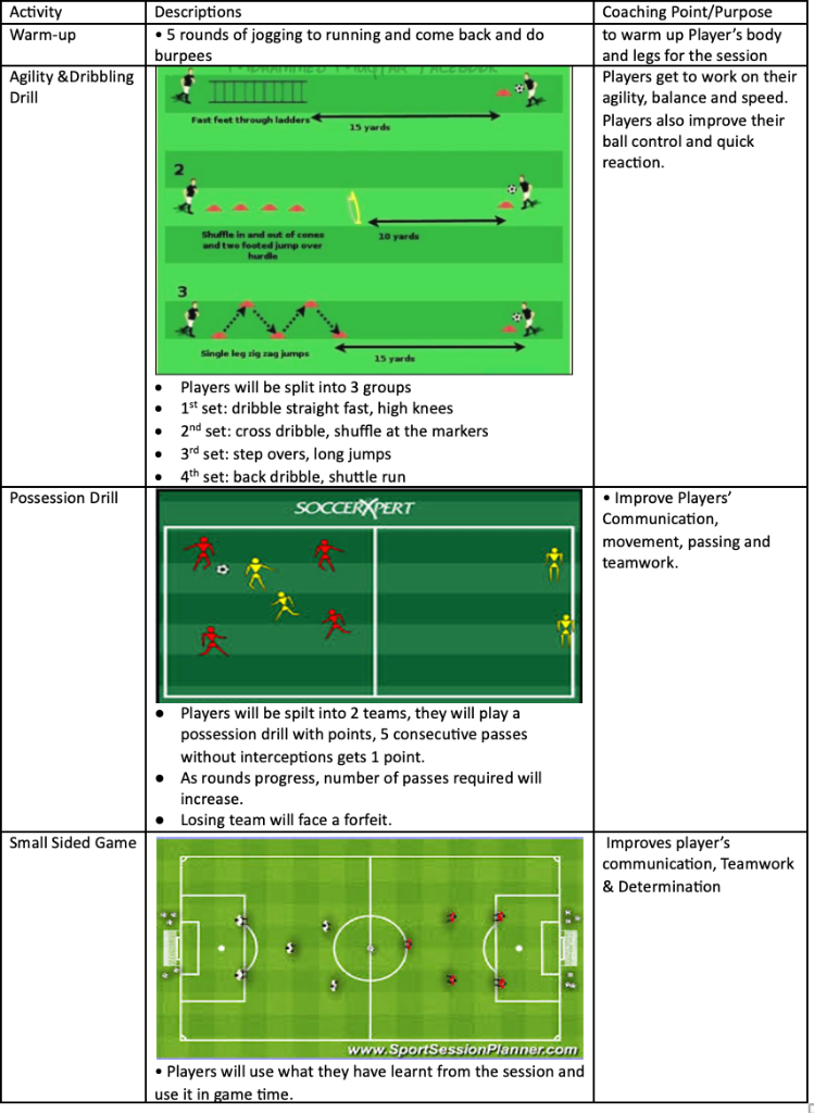 Agility, Dribbling, Possession and Small Sided Game