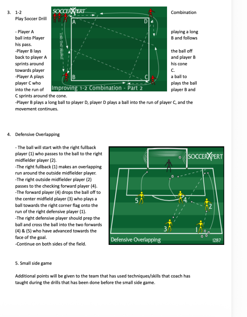 1-2 Play Drill, Defensive Overlapping and Small Sided Game