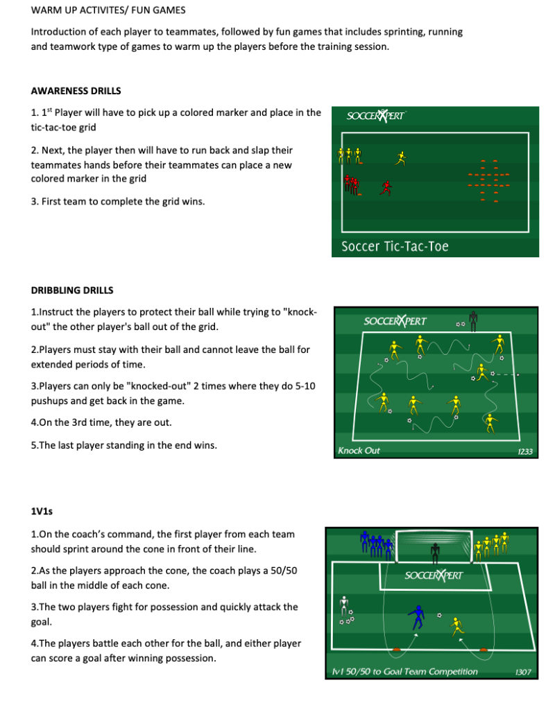 Awareness Drills, Dribbling Drills and 1v1s