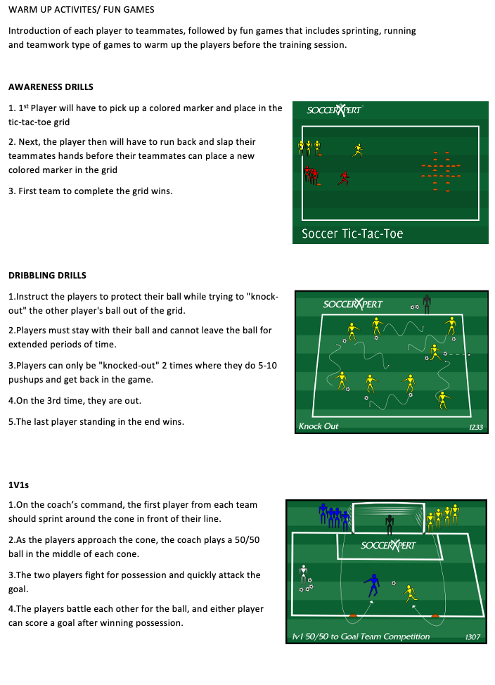 Awareness Drills, Dribbling Drills, and 1v1s
