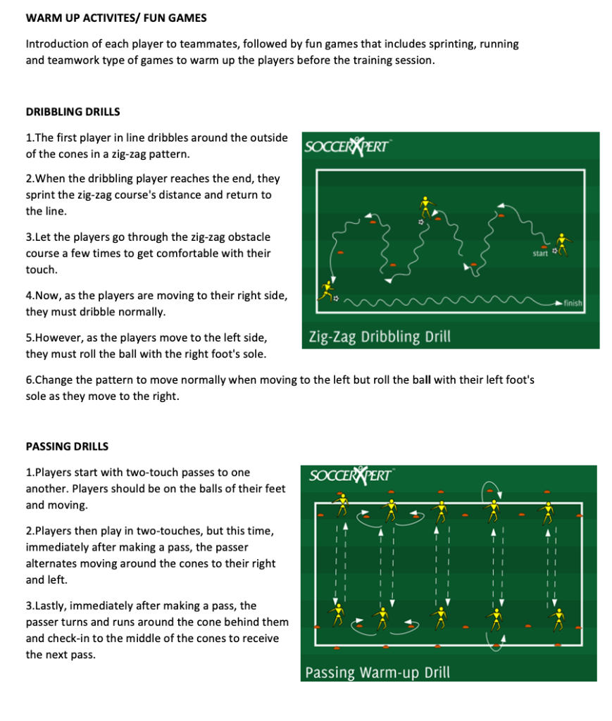 Dribbling Drills and Passing Drills