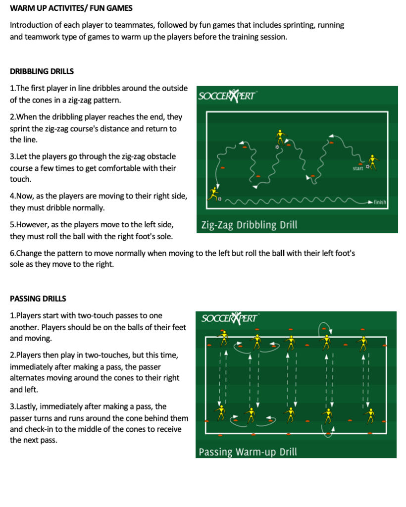 Dribbling Drills and Passing Drills
