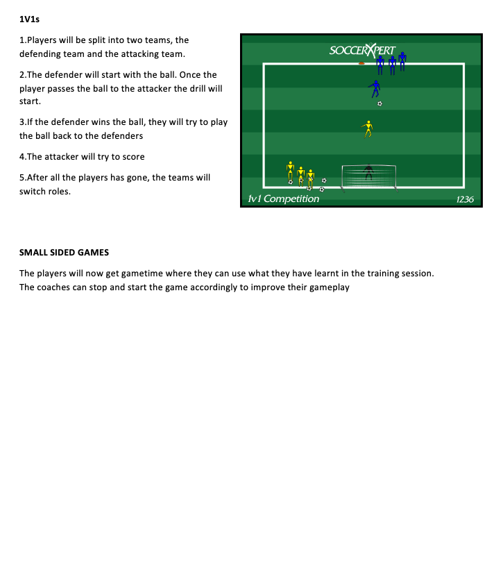 1v1 Competition and Small Sided Game