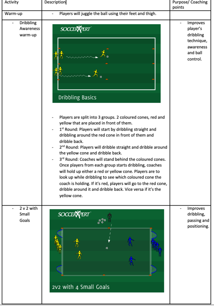 Dribbling Awareness Warm-up and 2v2 with Small Goals