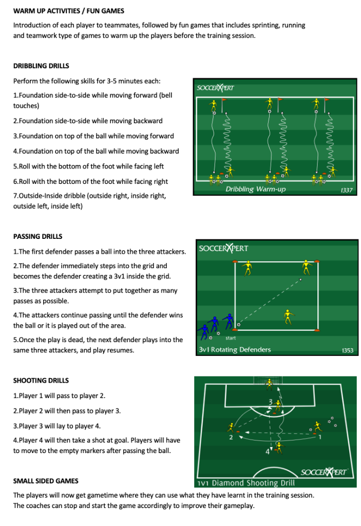 Dribbling Drills, Passing Drills and Shooting Drills