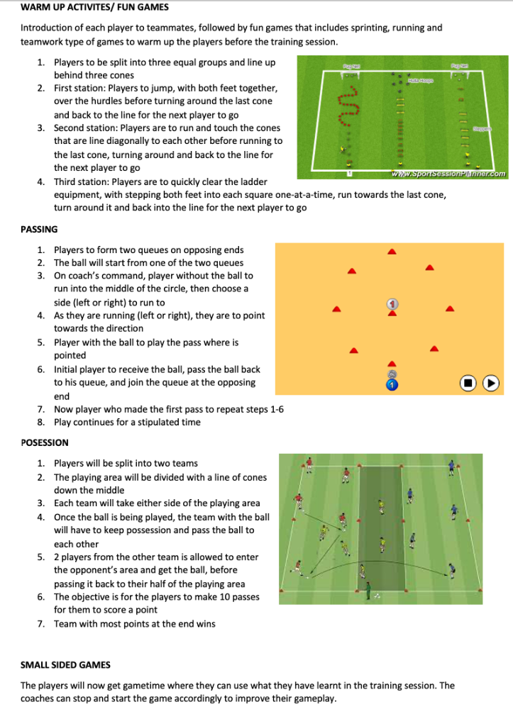 Warm-up, Passing, Possession and Small Sided Games