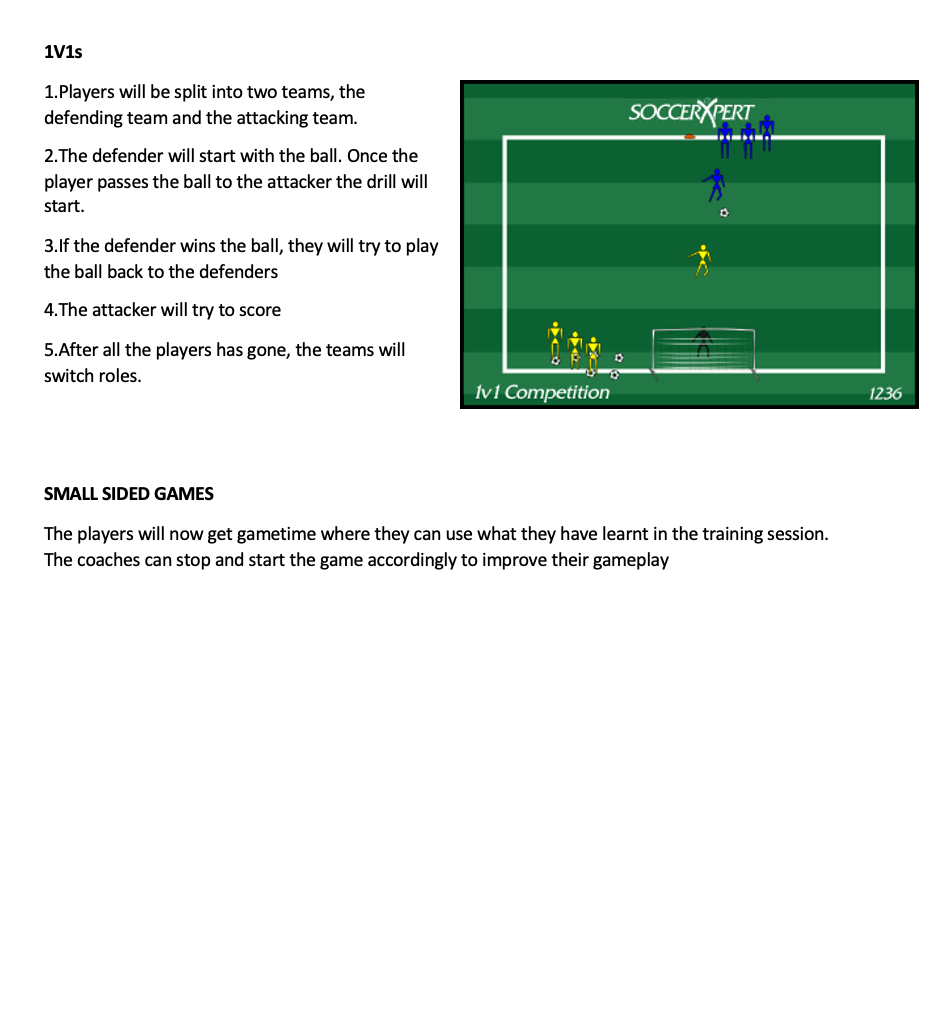 1v1 Competition and Small Sided Games