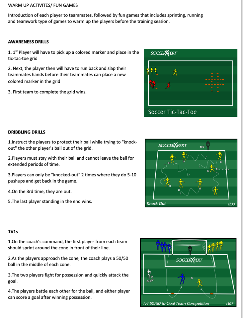 Awareness Drills, Dribbling Drills and 1v1s