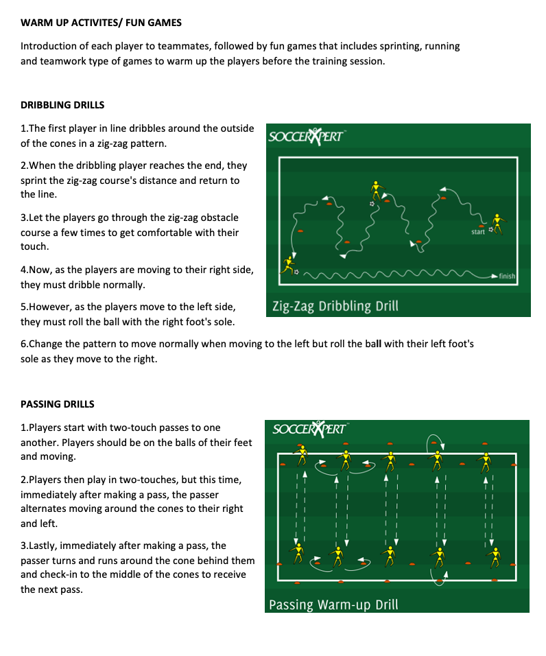Dribbling Drills and Passing Drills