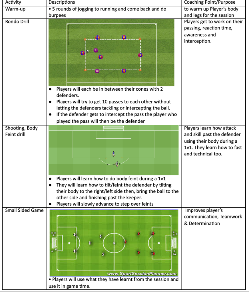 Rondo Drill, Shooting Body Feint Drill and Small Sided Game
