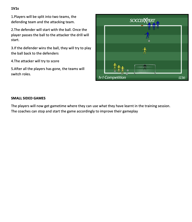 1v1 Competition and Small Sided Games