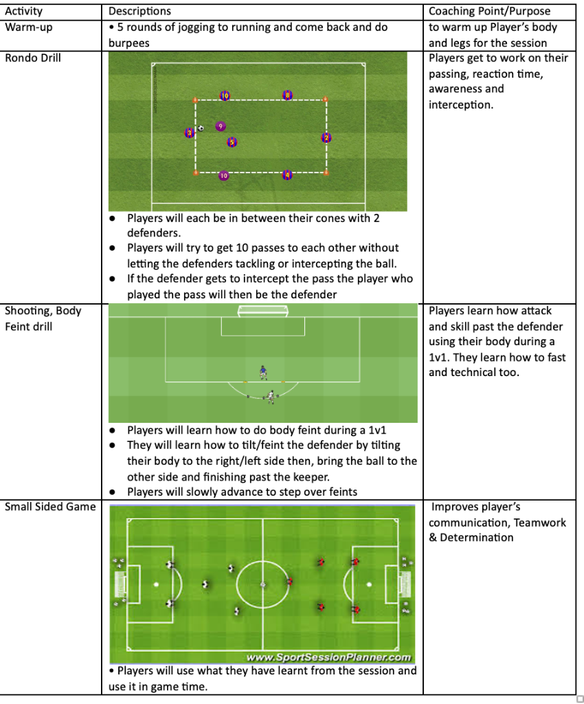 Rondo Drill, Shooting Body Feint Drill and Small Sided Game