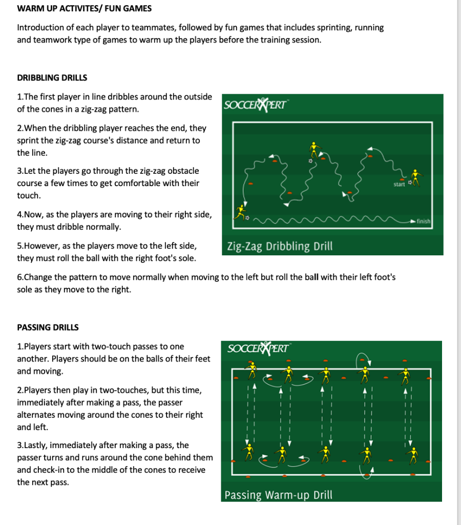 Dribbling Drills and Passing Drills