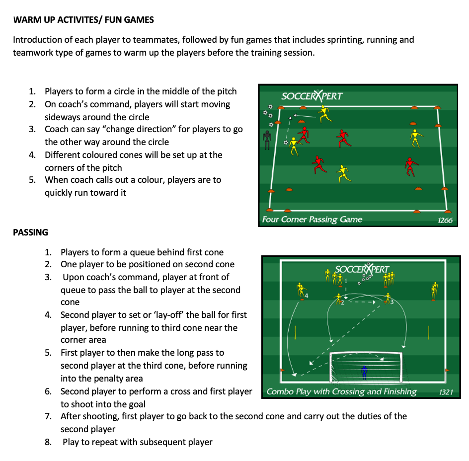 Warm-up, Passing and Dribbling Drills