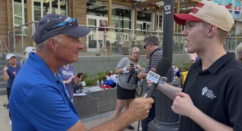 NHSC interview at an outdoor event