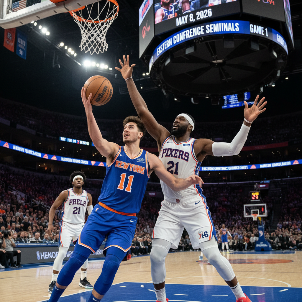 New York Knicks Triumph Over Philadelphia 76ers 108-94 in Game 1 of Eastern Conference Semifinals – May 8, 2026