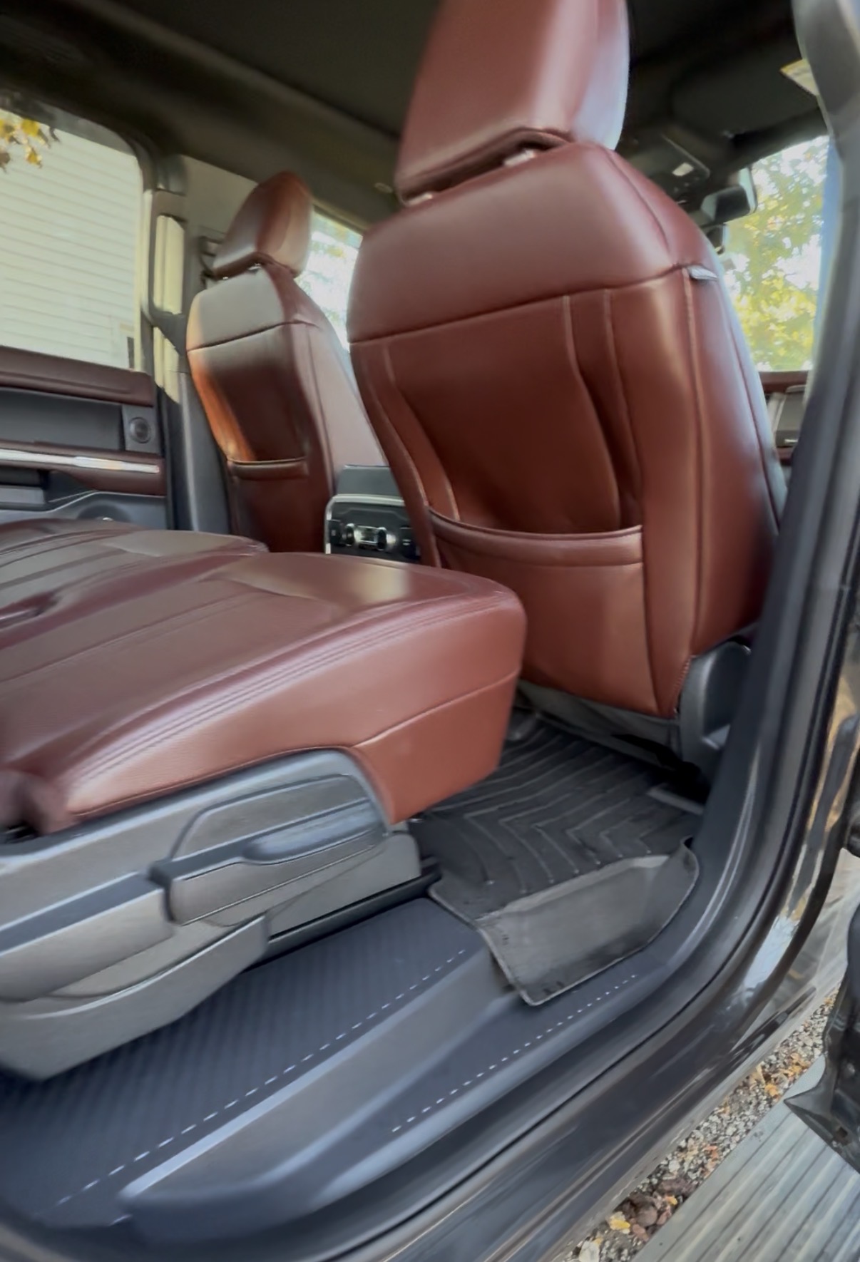 Deep cleaned maroon leather interior